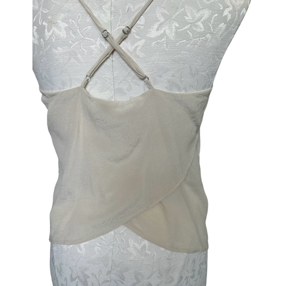 Habitual 100% Silk Shell Tank Beige Adjustable Straps Wrap Crop Back Size M - Picture 6 of 12